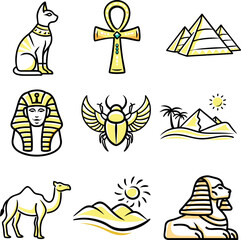 Set of cultural ancient egypt doodle icons
