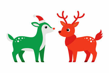 christmas reindeer with ribbon logo icon vector illustration.