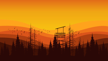Fototapeta premium sunset nature forest mountain silhouette good for background, wallpaper, backdrop, graphic resource, presentation, template, ads, advertising, business, and flyer