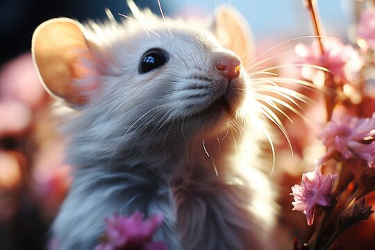 Japanese cute rat repeated anime art style patterns with pastel colors, generative IA