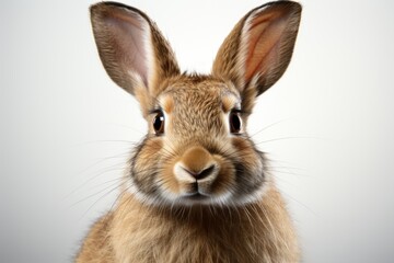There is a rabbit with glosses on its head and a white background generative, generative IA