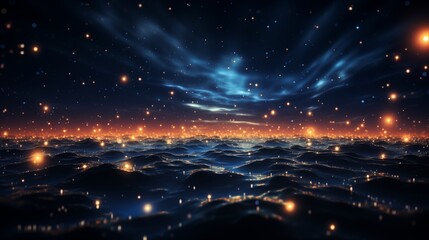 Naklejka premium Dark blue and glow particle abstract background