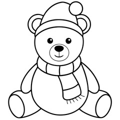 Christmas Teddy Bear Vector Cute Bear with Hat & Scarf