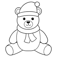 Christmas Teddy Bear Vector Cute Bear with Hat & Scarf