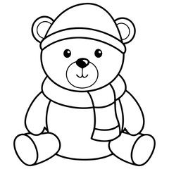 Christmas Teddy Bear Vector Cute Bear with Hat & Scarf