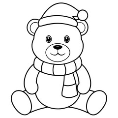 Christmas Teddy Bear Vector Cute Bear with Hat & Scarf