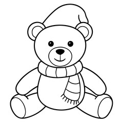 Christmas Teddy Bear Vector Cute Bear with Hat & Scarf