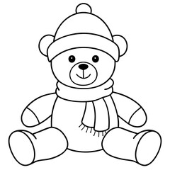 Christmas Teddy Bear Vector Cute Bear with Hat & Scarf