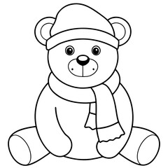 Christmas Teddy Bear Vector Cute Bear with Hat & Scarf