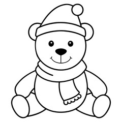 Christmas Teddy Bear Vector Cute Bear with Hat & Scarf