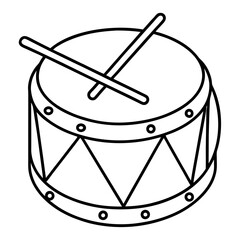 Crossed Drumsticks Over Patterned Round Drum - Vector Art