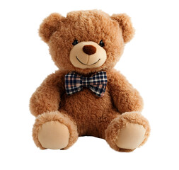 Obraz premium cute brown teddy bear sitting isolated png transparent background
