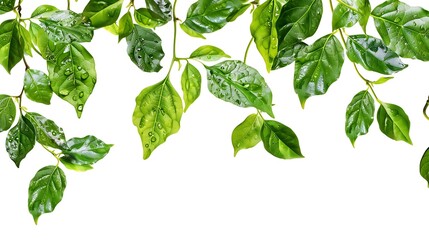 green leaves isolated on white background