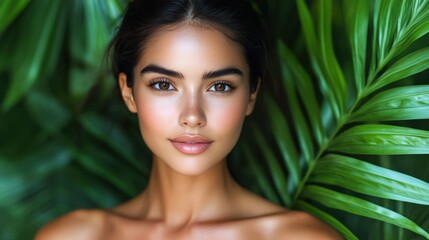 Fototapeta premium Youthful Elegance Surrounded by Tropical Greenery