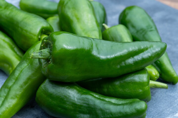 Padron green Spanish pepper or Herbón pepper landrace variety of pepper Capsicum annuum from  municipality of Padron in northwestern Spain