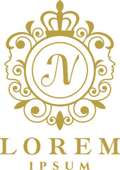 Abstract Womens Frame Letter N Logo Template