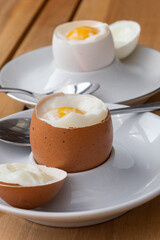 Soft boiled chicken egg