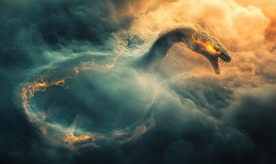 Obraz premium Fiery Serpent in the Clouds