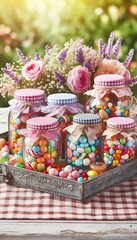 Fototapeta premium Bunte Bonbons in hübschen Gläsern