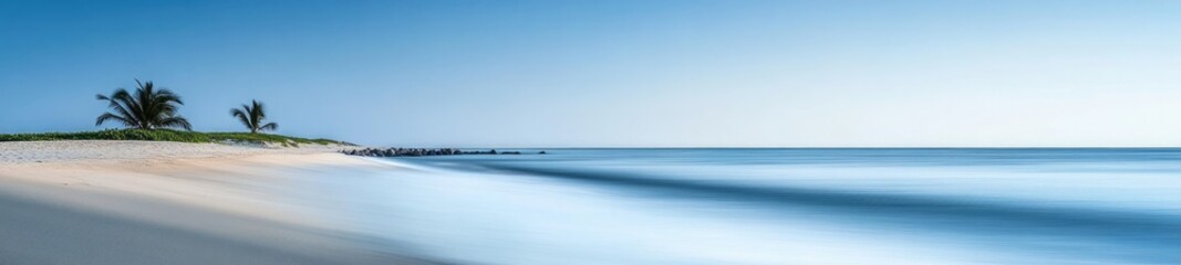 Evocative Images of Sandy Beaches and Palm Trees with Long Exposure