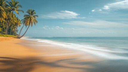 Evocative Images of Sandy Beaches and Palm Trees with Long Exposure