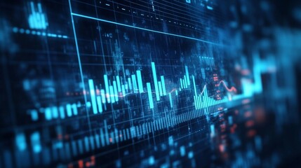 Digital financial data on a blue futuristic screen