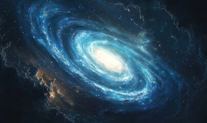 Obraz premium Spiral Galaxy in Deep Space with Glowing Center