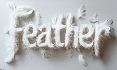 Feather Word Art on White Background
