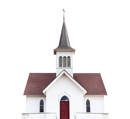 Fototapeta premium A serene rural church sits quietly in the countryside, representing faith, simplicity, and community amidst nature's beauty.