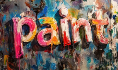 Fototapeta premium Colorful textured paint text on abstract background