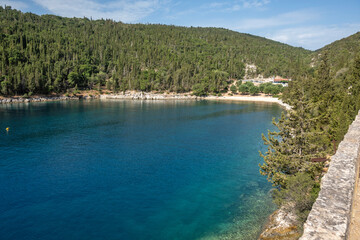 Amazing view of Foki Fiskardo Beach, Cephalonia, Greece