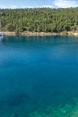Amazing view of Foki Fiskardo Beach, Cephalonia, Greece