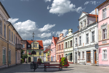 Summer cityscape of Nowe Miasteczko, Nowa Sól County, Lubusz (lubuskie): Market square (Rynek) © uslatar