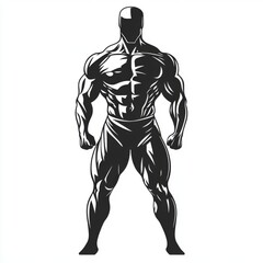 A muscular, faceless man stands with arms at his side.