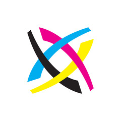 X letter logo, rotary blade logo design vector