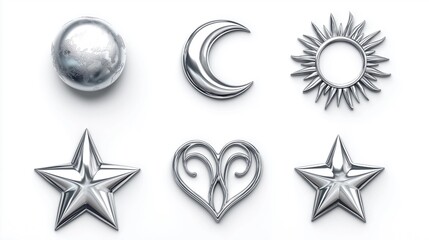 Obraz premium set of silver stars