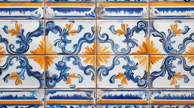 detail of mosaic, traditional tile art, azulero