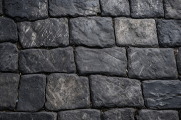Obraz premium Processed collage of pavement cobble stones surface texture. Background for banner, backdrop