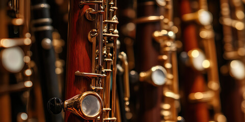 Woodwinds: Flutes, clarinets, oboes, and bassoons, all waiting to be played.
