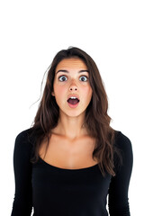 Young and beautiful Argentine woman has a look of surprise on her face.