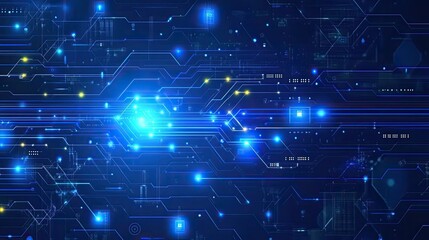 Obraz premium Abstract blue circuit board background. Perfect for presentations about technology, innovation, and connectivity.
