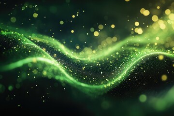 Abstract green wave with bokeh. Perfect for backgrounds, website design, or presentations.