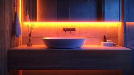 Energy-efficient LED bulb with a frosted finish, soft white light, in a bathroom vanity, bright task lighting