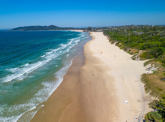 Aerial views of Main Beach Belongil dog exercise area in Byron Bay, New South Wales

