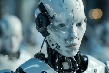 A robot with a white face