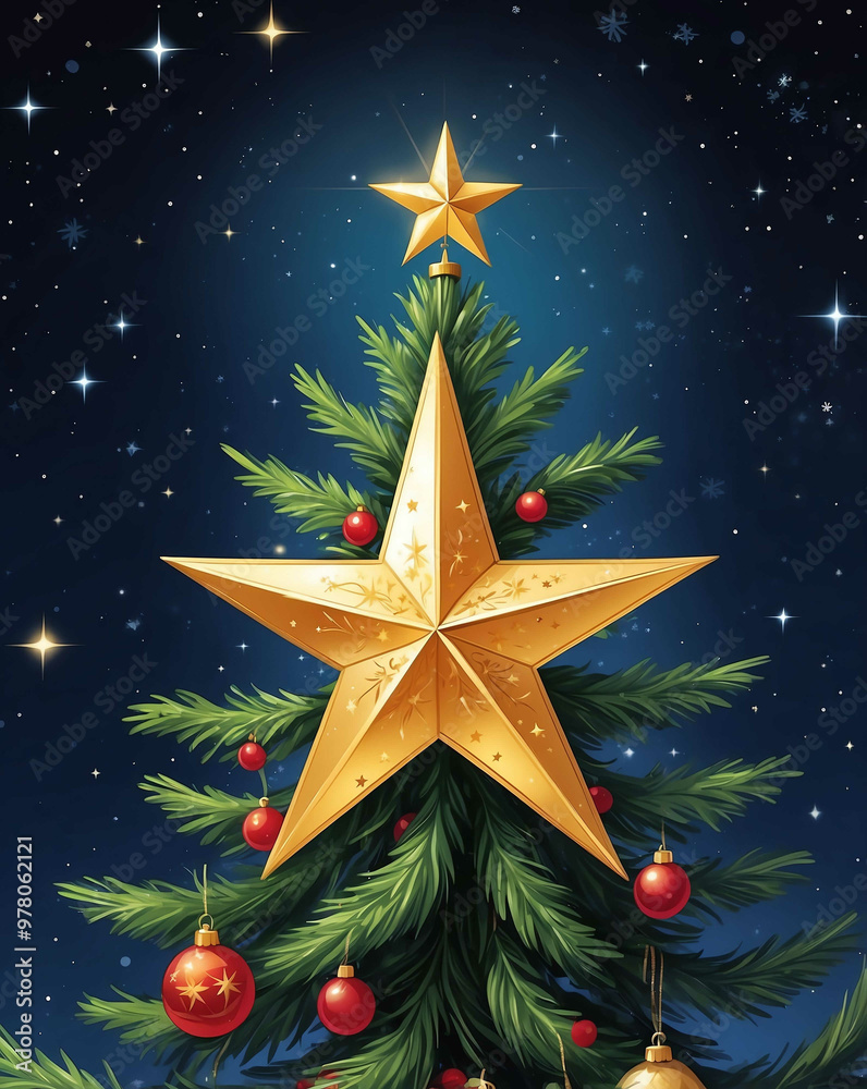 Sticker Star on top of Christmas tree