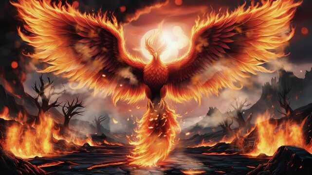 Phonic animation with flames, smooth looping video.