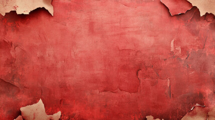 A grunge torn paper poster surface with layers of faded red paper, exposing rough edges and ripped sections. The background shows old adhesive marks and dirt, adding to the distressed, urban texture.
