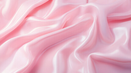 Fototapeta premium A pale pink plastic poster with subtle creases and gentle folds. The glossy surface has a soft, reflective sheen, creating a delicate, textured background.