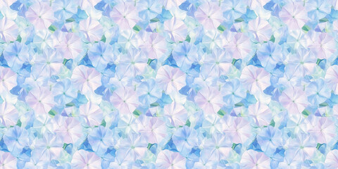 abstract pattern of morning glories in an impressionistic style with gouache